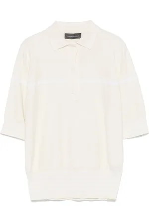 LORENA ANTONIAZZI Koszulki, Kobieta, Biały, M, Kaszmir, Casual Sweter Polo w Białym
