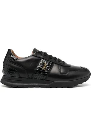 BILLIONAIRE Buty, Mężczyzna, Czarny, 45 EU, Czarne Skórzane Casual Lo-Top Sneakers