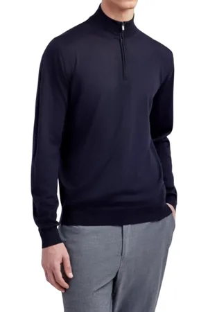 FILIPPO DE LAURENTIIS Swetry, Mężczyzna, Niebieski, 2XL, Sweter z wełny merynosa z zamkiem błyskawicznym