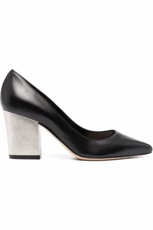 Sergio Rossi Buty, Kobieta, Czarny, 36 1/2 EU, Eleganckie Czarne Skórzane Czółenka na Średnim Obcasie