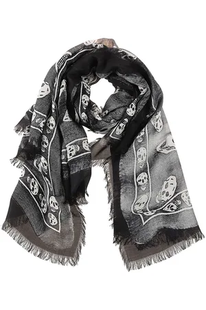 Alexander McQueen Akcesoria, Mężczyzna, Czarny, ONE SIZE, Czarny Szal z nadrukiem Trompe L
