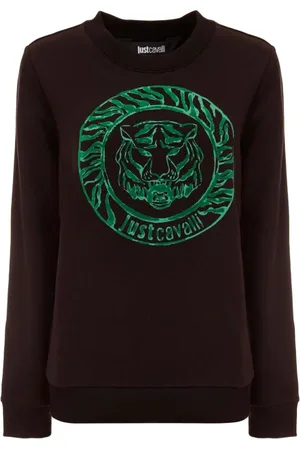 Roberto Cavalli Bluzy, Mężczyzna, Czarny, S, Bluza z logo tygrysa