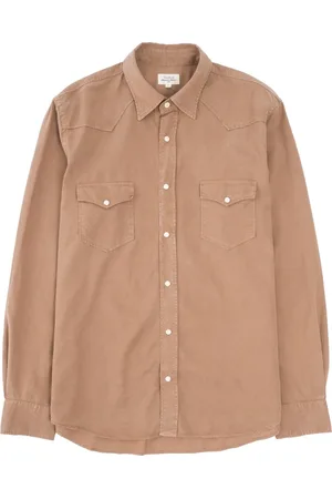 HARTFORD Kurtki, Mężczyzna, Beżowy, M, Koszula Westernowa z mieszanką Tencel Twill