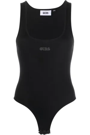 GCDS Koszulki, Kobieta, Czarny, L, Casual Czarny Body Jersey Bodysuit