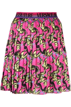 VERSACE Spódnice, Kobieta, Wielobarwność, S, Pomarańczowa Spódnica Twill