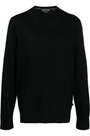 Michael Kors Swetry, Mężczyzna, Czarny, S, Czarny Sweter z Wełny Merino