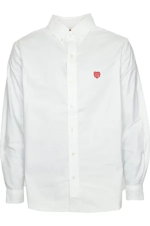 HUMAN MADE Koszule, Mężczyzna, Biały, L, Koszula Oxford z kołnierzykiem Button Down
