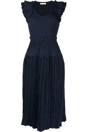 ULLA JOHNSON Sukienki, Kobieta, Niebieski, XS, Niebieska Elegancka Sukienka Midi
