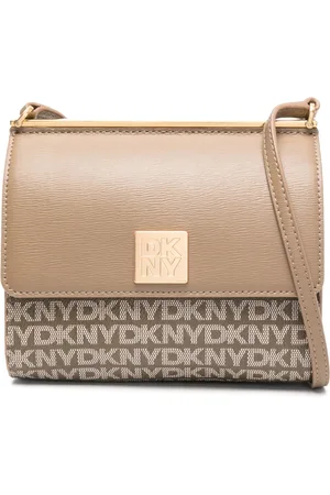 DKNY Torebki, Kobieta, Beżowy, ONE SIZE, Beżowa Skórzana Torba na Ramię