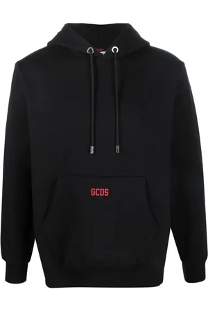 GCDS Bluzy, Mężczyzna, Czarny, L, Casual Czarna Bawełniana Bluza