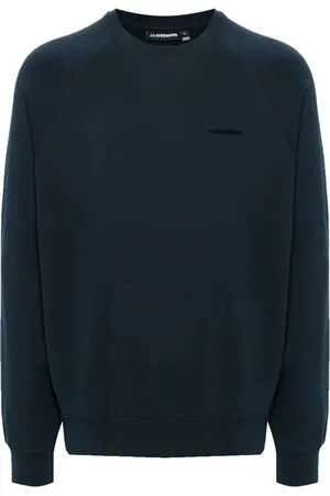 J Lindeberg Bluzy, Mężczyzna, Niebieski, XL, Niebieski Sweter z Dekoltem Typu Crew Styl Casual