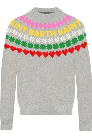 MC2 SAINT BARTH Swetry, Kobieta, Wielobarwność, M, Sweter Fair Isle z sercem i koniczyną