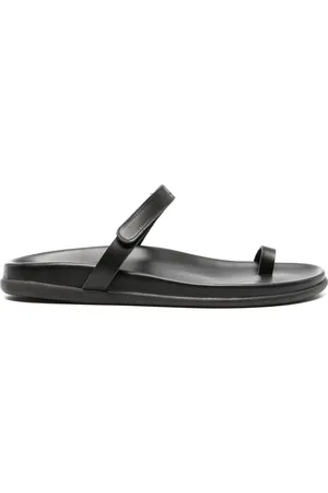 Ancient Greek Sandals Buty, Kobieta, Czarny, 38 EU, Czarne Skórzane Sandały na Płaskim