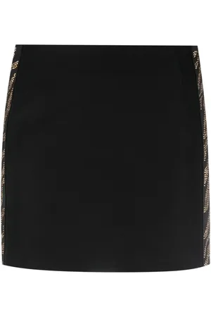Roberto Cavalli Spódnice, Kobieta, Czarny, S, Poliester, Czarna Mini Spódnica Poliester Elastan