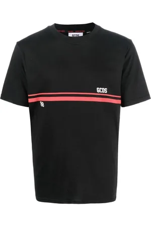 GCDS Koszulki, Mężczyzna, Czarny, L, Czarna Koszulka z Logo na Rękawie