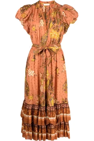 ULLA JOHNSON Sukienki, Kobieta, Wielobarwność, L, Wielokolorowa Sukienka Maxi Styl Remi