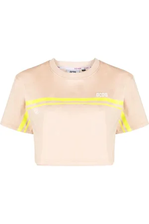 GCDS Koszulki, Kobieta, brązowy, M, Brązowy Bliss Cropped Top