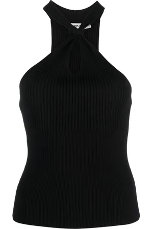 Simkhai Koszulki, Kobieta, Czarny, L, Nylon, Elegancka Bluzka z Wiązaniem na Szyi