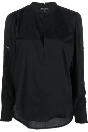 RAG&BONE Bluzki, Kobieta, Czarny, S, Czarna Bawełniana Bluzka Casual