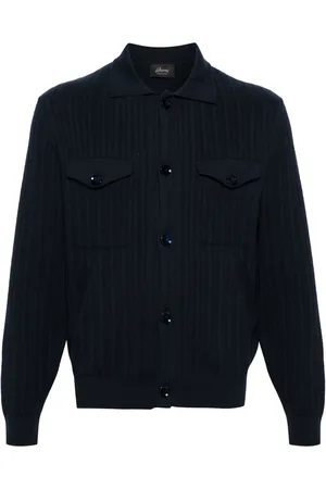 BRIONI Kurtki, Mężczyzna, Niebieski, XL, Kaszmir, Niebieski Sweter Casual Styl