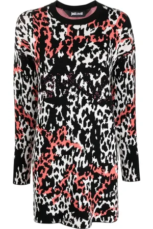 Roberto Cavalli Sukienki, Kobieta, Wielobarwność, L, Wielokolorowa Mini Sukienka z Długimi Rękawami
