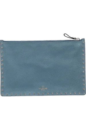 VALENTINO Pre-owned, Kobieta, Niebieski, ONE SIZE, Len, Pre-owned Leather clutches