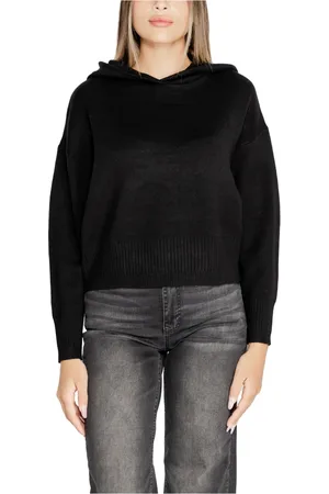 VERO MODA Bluzy, Kobieta, Czarny, S, Nylon, Złoty Sweter z Kapturem