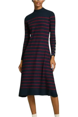 Pepe Jeans Sukienki, Kobieta, Wielobarwność, S, Sukienka Midi w Paski z Guzikami
