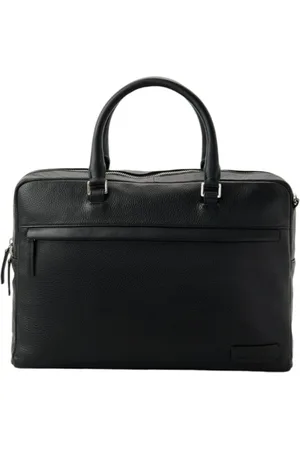 HARMONT&BLAINE Torebki, Mężczyzna, Czarny, ONE SIZE, Skóra, Czarna Torba Męska Z Logo TON W TON Z Przodu