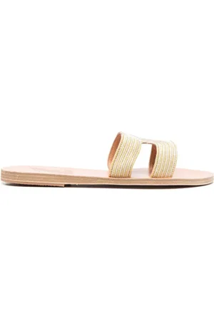 Ancient Greek Sandals Buty, Kobieta, Beżowy, 38 EU, Szare Sandały z Haftem