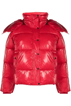 Calvin Klein Kurtki, Kobieta, Czerwony, XS, Czerwona szeroka kurtka puchowa