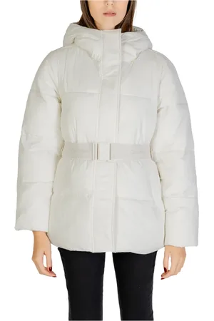Calvin Klein Kurtki, Kobieta, Biały, M, Nylon, Krótka Kurtka Puchowa Damska Jesień/Zima