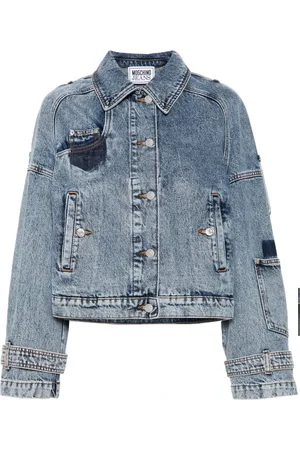 Moschino Kurtki, Kobieta, Niebieski, L, Denim, Niebieska Kurtka Dżinsowa Styl Casual