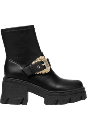 VERSACE Buty, Kobieta, Czarny, 38 EU, Czarne Barokowe Buty na Płaskim Obcasie