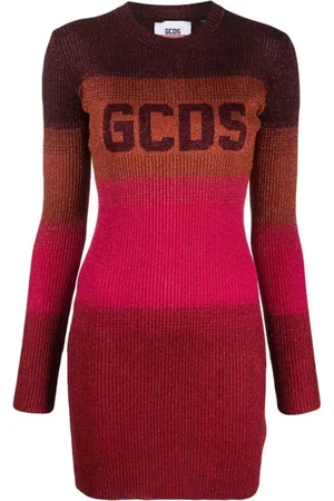 GCDS Sukienki, Kobieta, Wielobarwność, S, Nylon, Wielokolorowa dzianinowa sukienka z lurexem