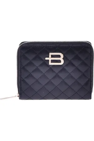 BALDININI Akcesoria, Kobieta, Niebieski, ONE SIZE, Skóra, Wallet with zip in black quilted leather and monogram