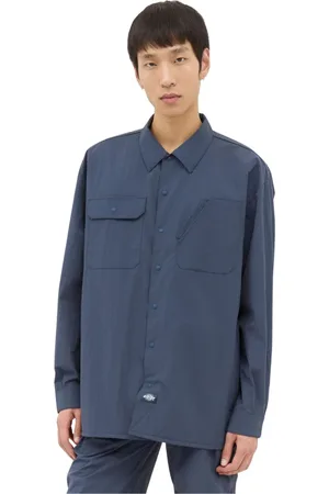 Dickies Koszule, Mężczyzna, Niebieski, S, Oversized koszula robocza z perforowanym panelem