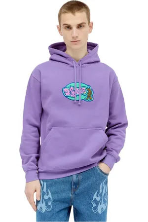 DIME Bluzy, Mężczyzna, Fioletowy, M, Bawełna, Bluza z Kapturem z Graficznym Logo Frotte Bawełniana