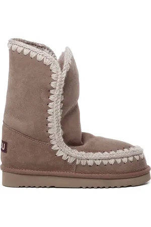Mou Buty, Kobieta, Beżowy, 36 EU, Beżowe Szydełkowe Buty z Logo z Tkaniny
