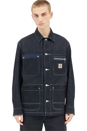 JUNYA WATANABE Kurtki, Mężczyzna, Niebieski, M, Klasyczna Kurtka Dżinsowa z Topstitchingiem