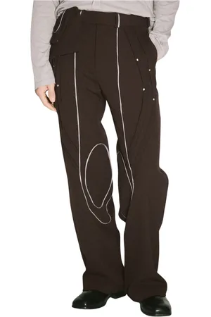 Kiko Kostadinov Spodnie, Mężczyzna, brązowy, L, Stud Embellished Twill Chalice Pants