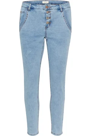 Cream Jeansy, Kobieta, Niebieski, W28 L28, Dżinsy Slim-Fit z Przyciętymi Nogawkami i Inteligentnymi Szczegółami