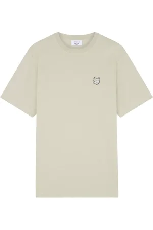 Maison Kitsuné Koszulki, Mężczyzna, Beżowy, XL, T-shirt z naszywką lisiej głowy