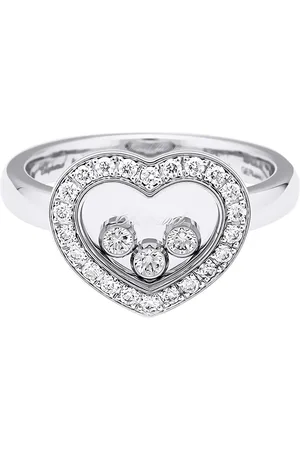 Chopard Akcesoria, Kobieta, Szary, ONE SIZE, Biały złoty pierścionek z diamentami Happy Diamonds