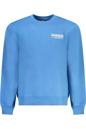 Napapijri Bluzy, Mężczyzna, Niebieski, S, Niebieski Bluza z Nadrukiem i Długim Rękawem