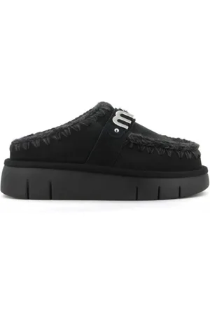 Mou Buty, Kobieta, Czarny, 37 EU, Skóra, Metalowy Logo Chodak w Czarnym