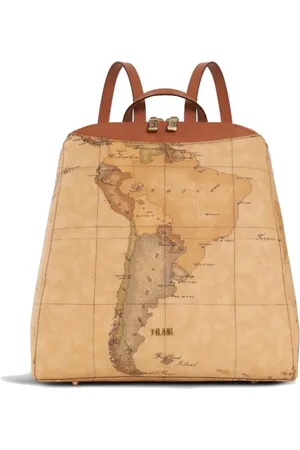 ALVIERO MARTINI 1A CLASSE Torebki, Kobieta, brązowy, ONE SIZE, Bawełna, Klasyczny Plecak z Nadrukiem Geo i Logo
