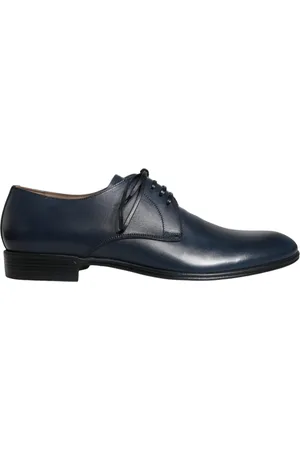 Dolce & Gabbana Buty, Mężczyzna, Niebieski, 44 EU, Granatowe Derby z Skóry