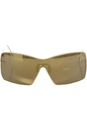 FRANKIE MORELLO Akcesoria, Kobieta, Żółty, ONE SIZE, Okulary przeciwsłoneczne Shield z lustrzaną soczewką w kolorze szampańskim