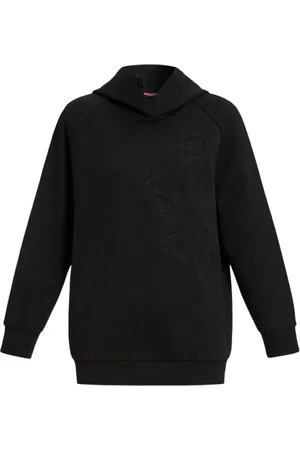 Persona by Marina Rinaldi Bluzy, Kobieta, Czarny, M, Elegancka Sukienka Felino Kaptur Haft